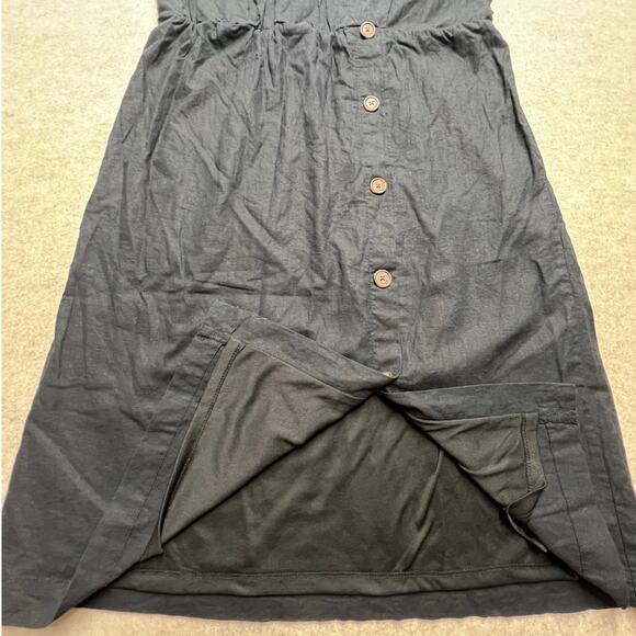 Maurices XL Black Linen Cotton Faux Wrap Midi Dress Coastal Boho - Picture 4 of 8